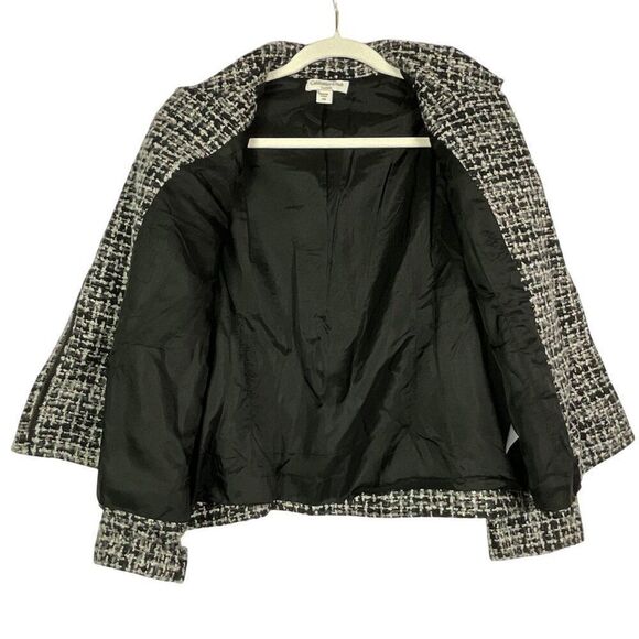 Coldwater Creek Mohair Wool Blend Moto Tweed Jacket, Black & Gray, Petite 16 - Picture 5 of 11